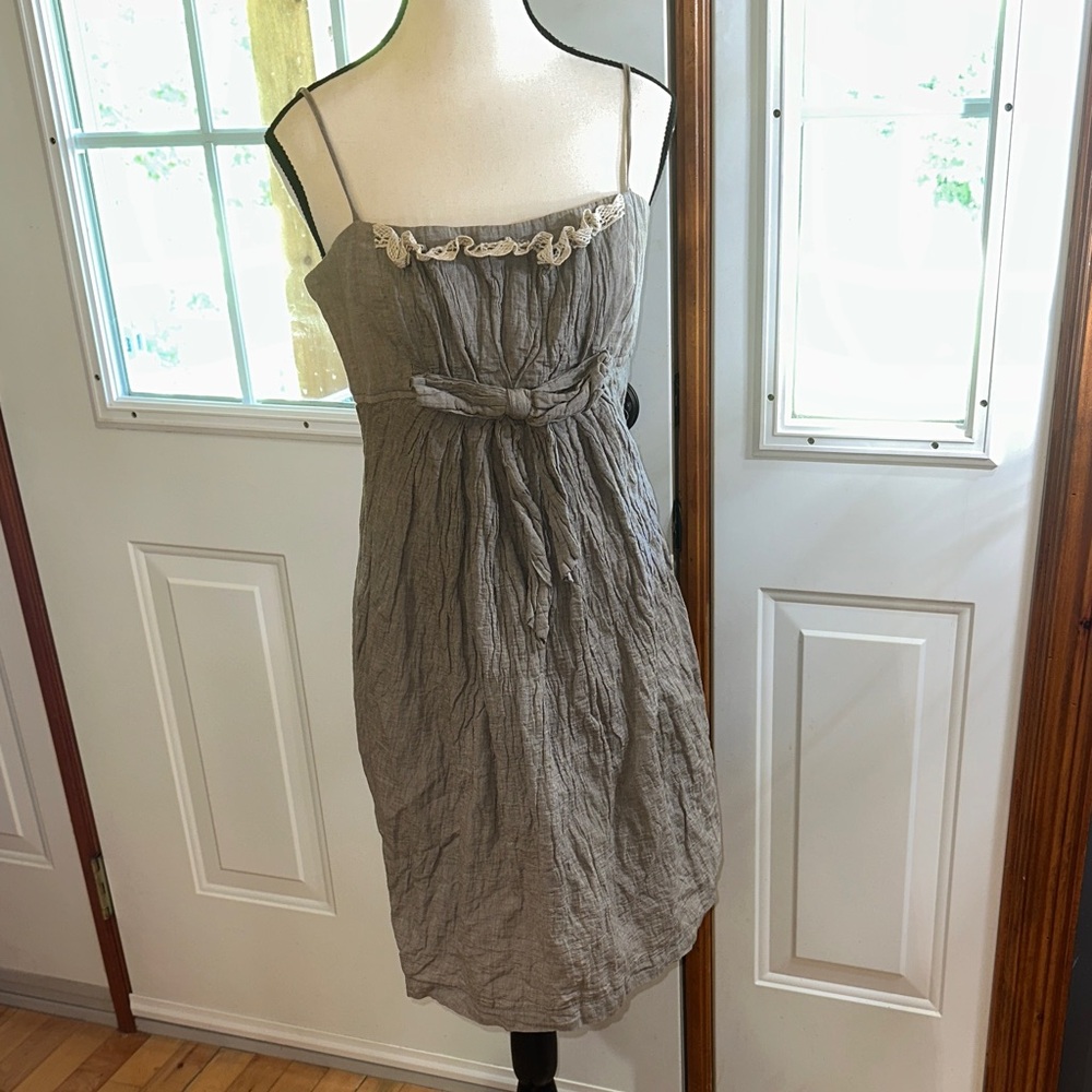Robert Rodriguez Gray Mini Dress with Lace Detail